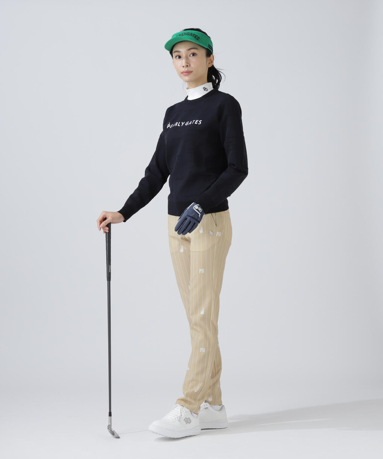 14Gクルーネックニットプルオーバー ＜ジャガードロゴ総柄＞ | PEARLY