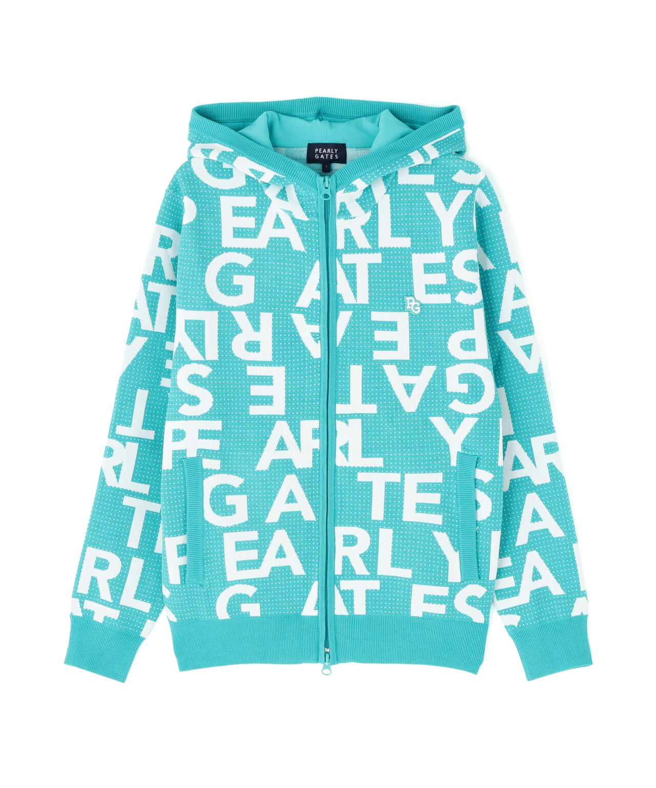 12Gダブルジャガードロゴ総柄フルジップニットフーディ | PEARLY GATES