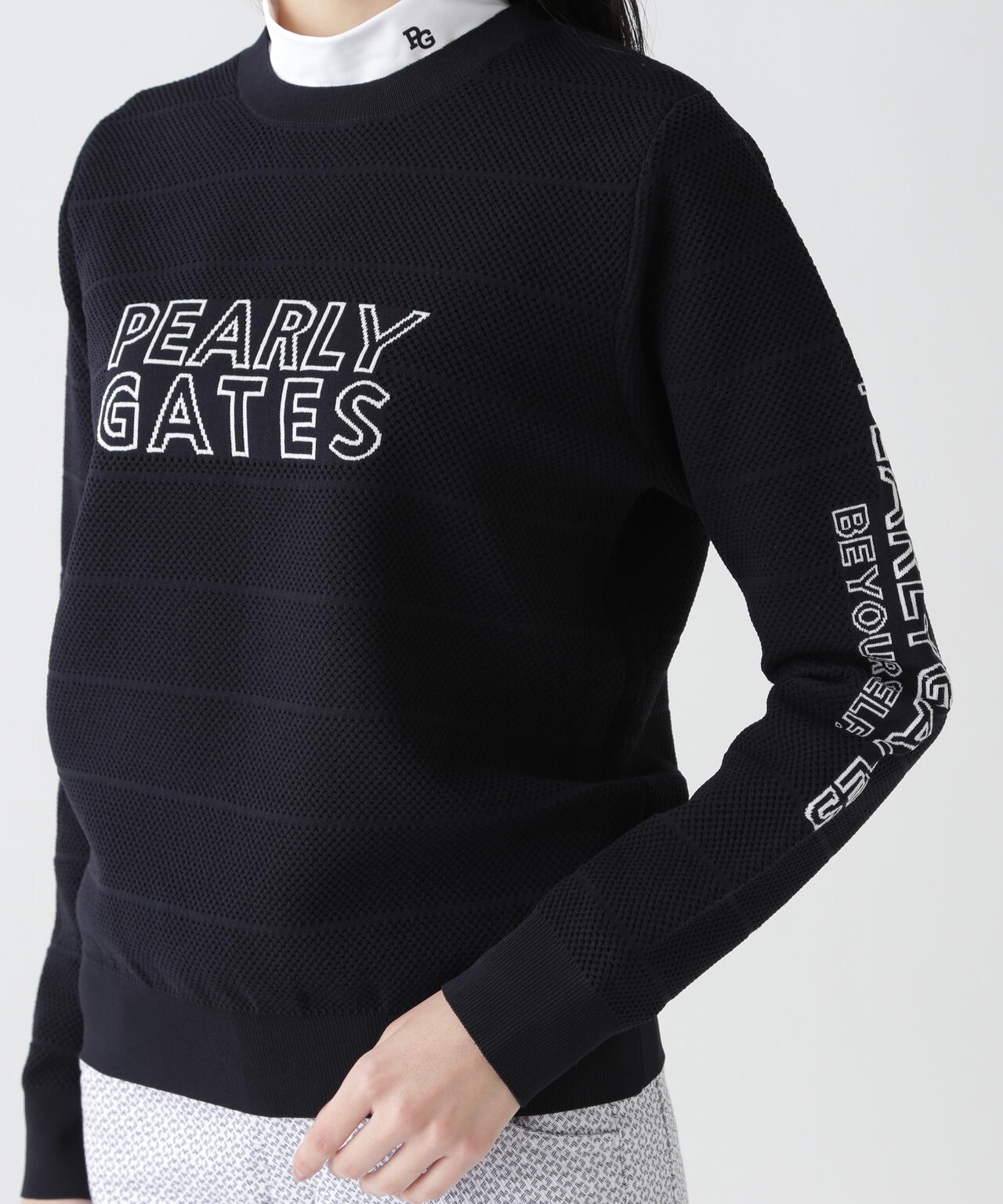 PG is PG ロゴジャガードクルーネックニットプルオーバー | PEARLY