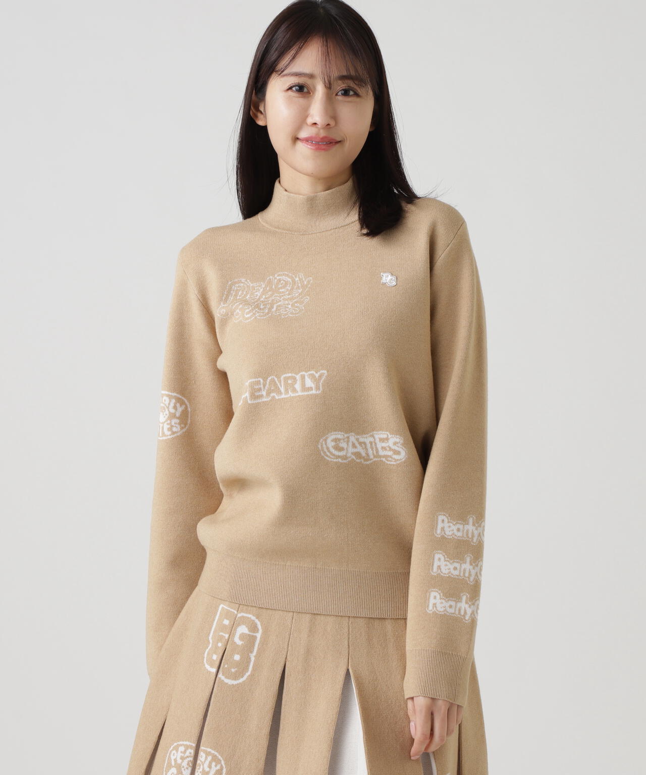 14GダブルJQ×ワッペン風ハイネックニットプルオーバー | PEARLY GATES