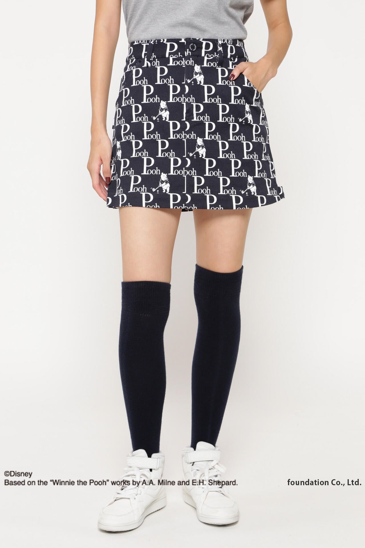プーさん 総柄プリント オーガニックカルゼ スカート ＜Winnie the