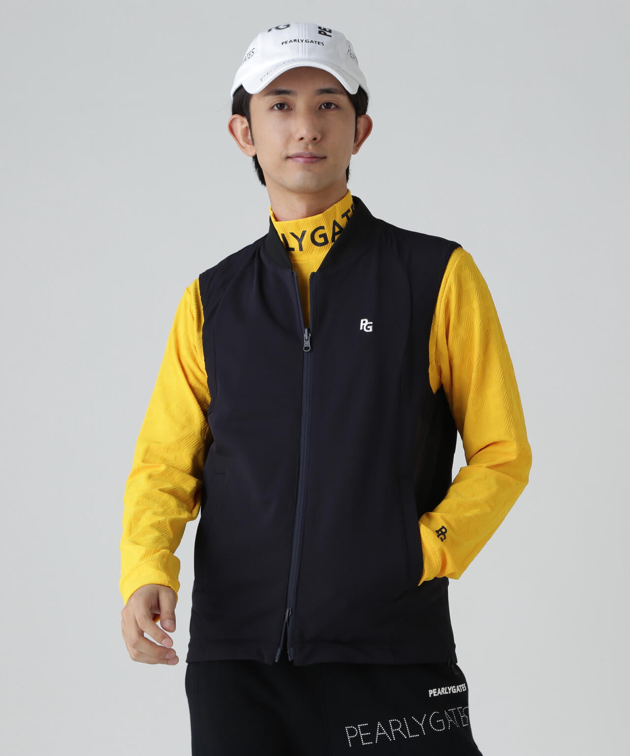 新品タグ付き PEARLY GATES ギンガムストライプフルジップベスト