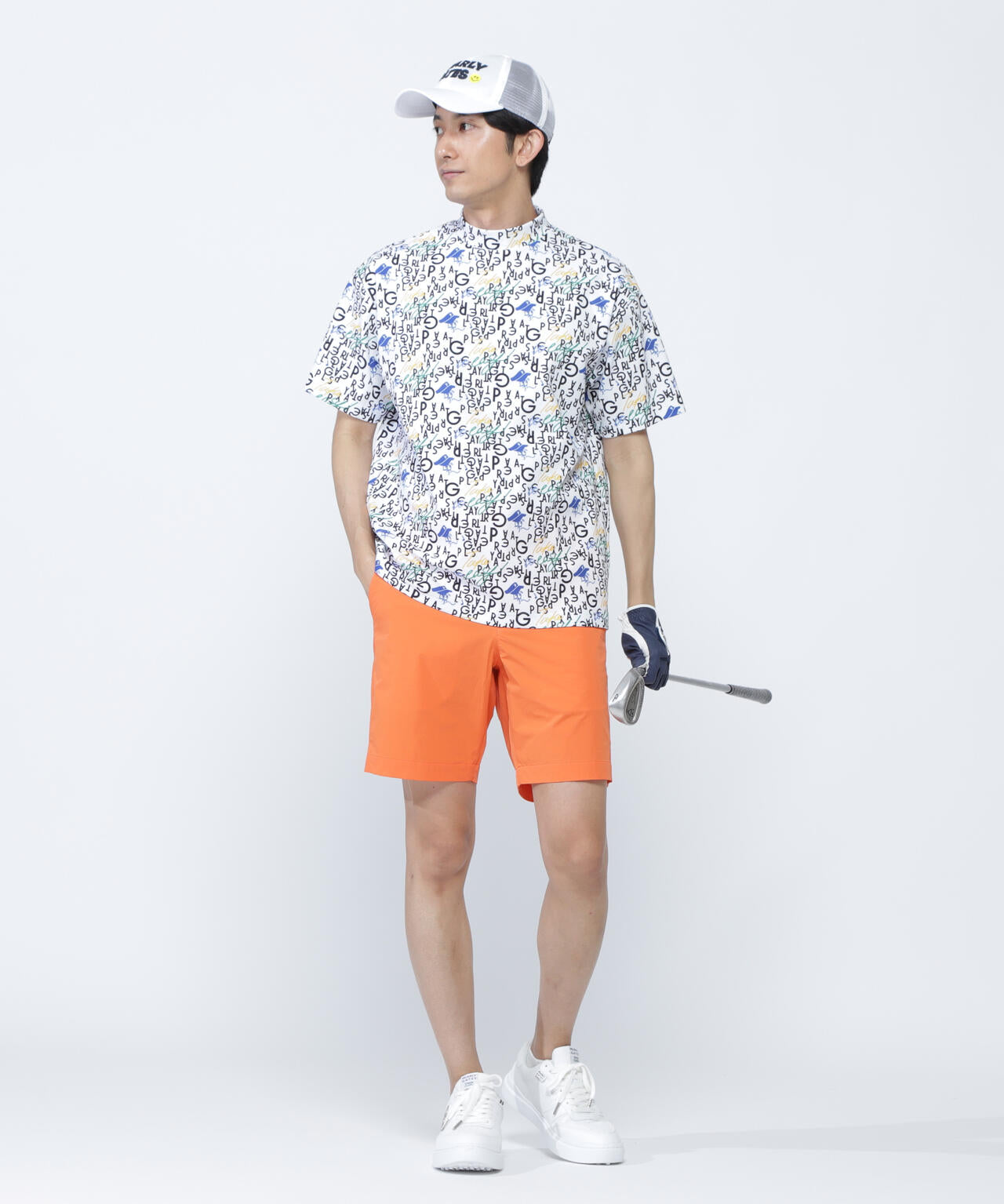 BALLくんロゴ総柄プリント半袖モックネックカットソー | PEARLY GATES