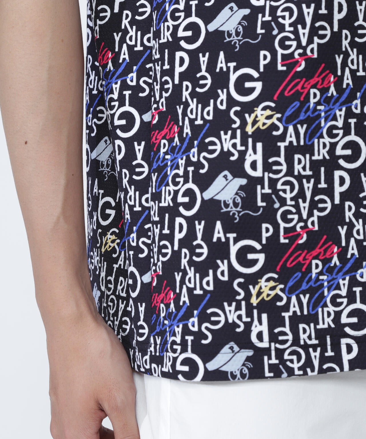 BALLくんロゴ総柄プリント半袖モックネックカットソー | PEARLY GATES