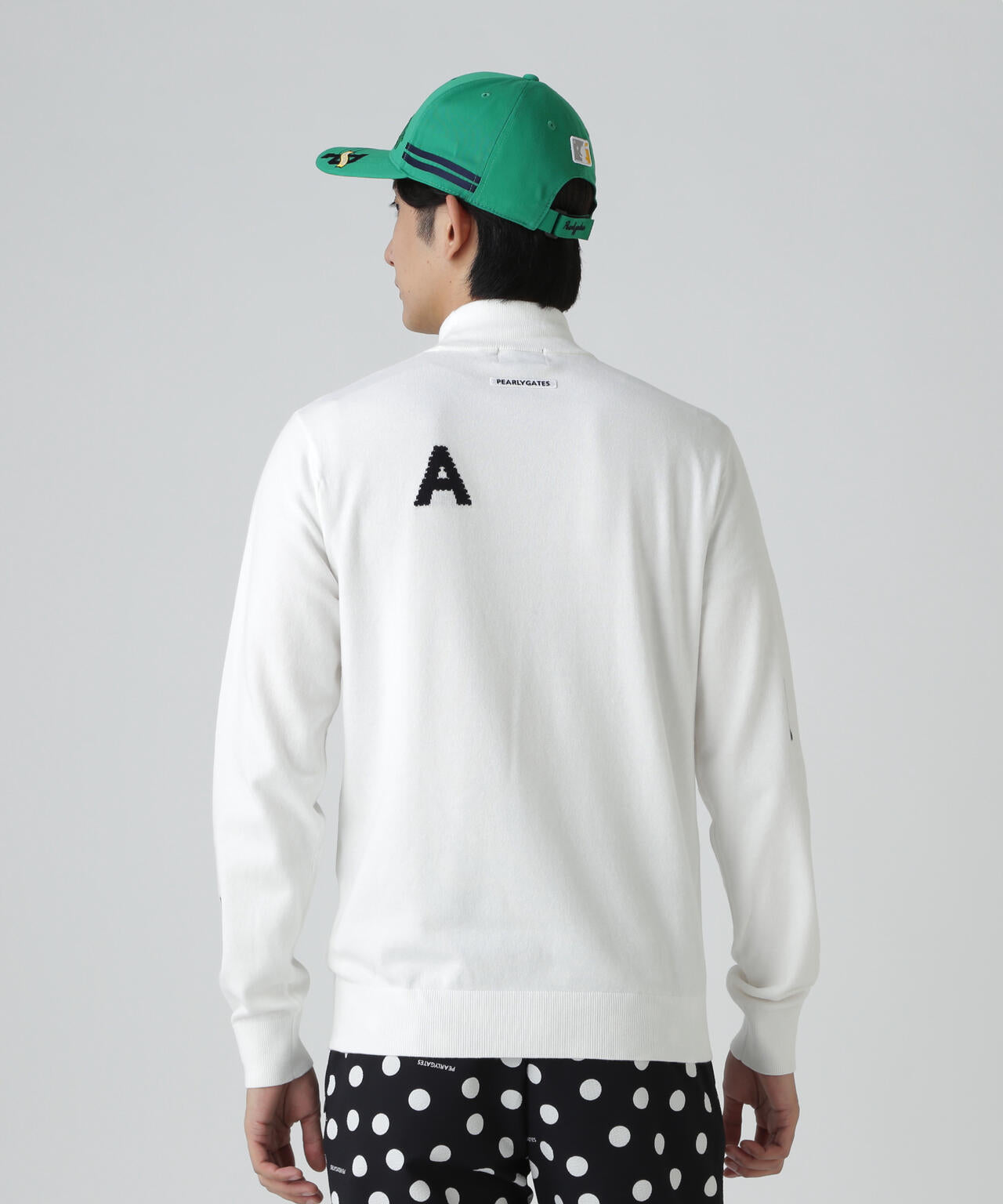 12G部分ジャガードカシミヤタッチコットンハイネックニットプル