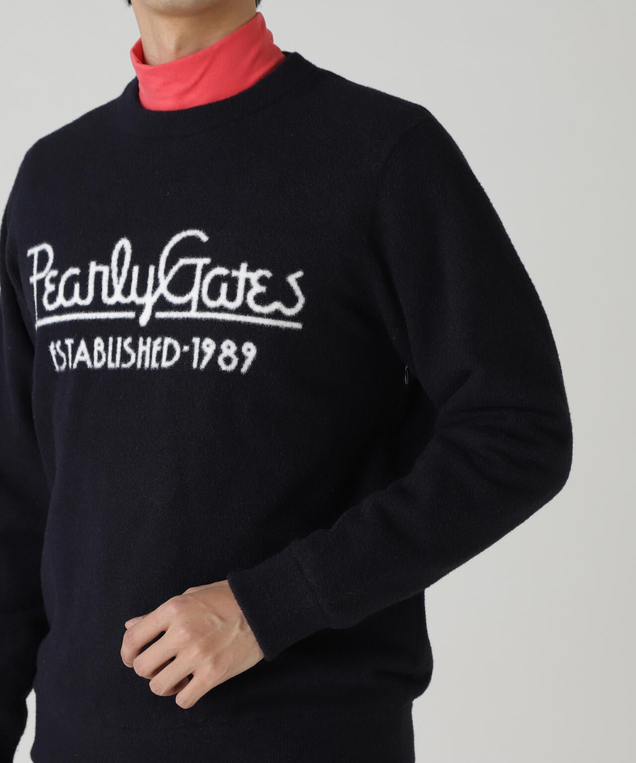 新品タグつき パーリーゲイツ クルーネックニット サイズL 裏付き