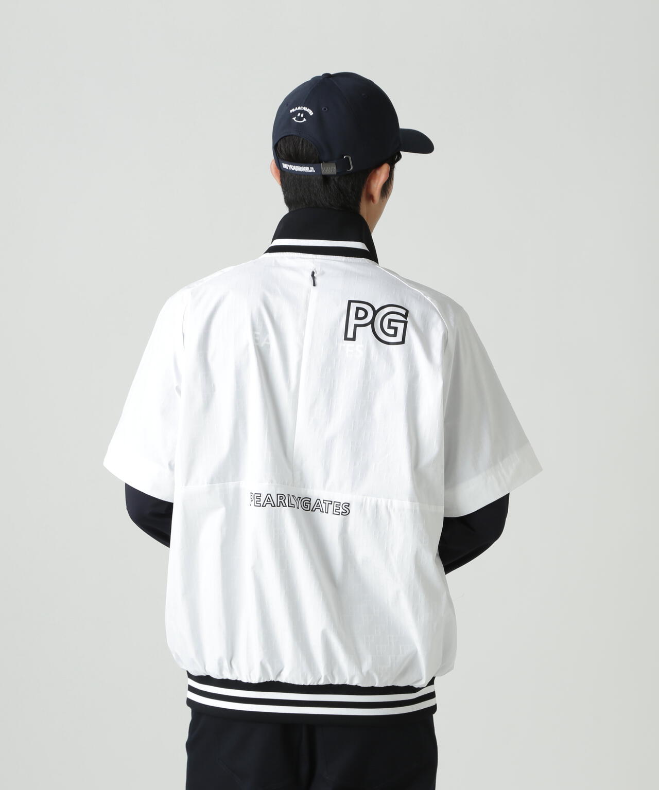 PG is PG ロゴジャガードポリエステルタフタジップアップブルゾン