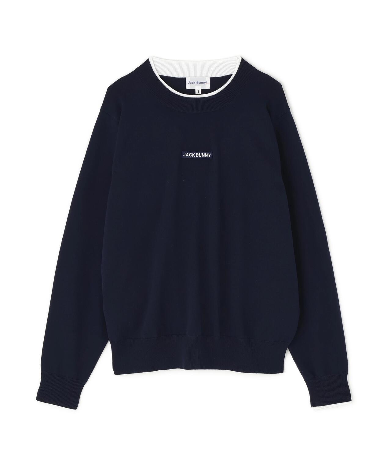 Jack Bunny!!天竺袋インターシャ クルーネックニットプルオーバー M