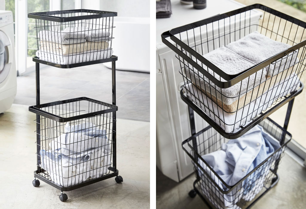 山崎実業 ランドリーワゴン＋バスケット タワー 3点セット tower