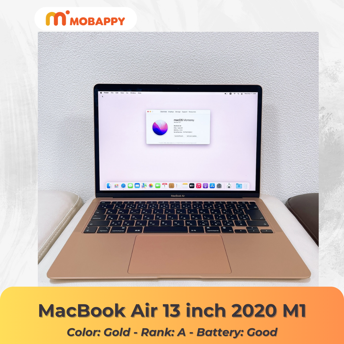 MacBook Air 2020 Silver Apple M1/RAM 8GB/SSD 256GB