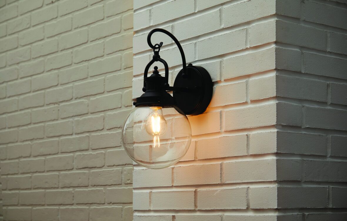 allen + roth Williamson 1-Light 15.75-in H Matte Black Dusk to