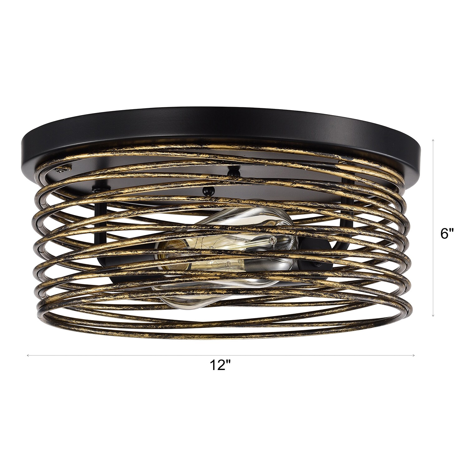 Flynama Flush Mount Lights 2-Light Matte Black and Antique Gold