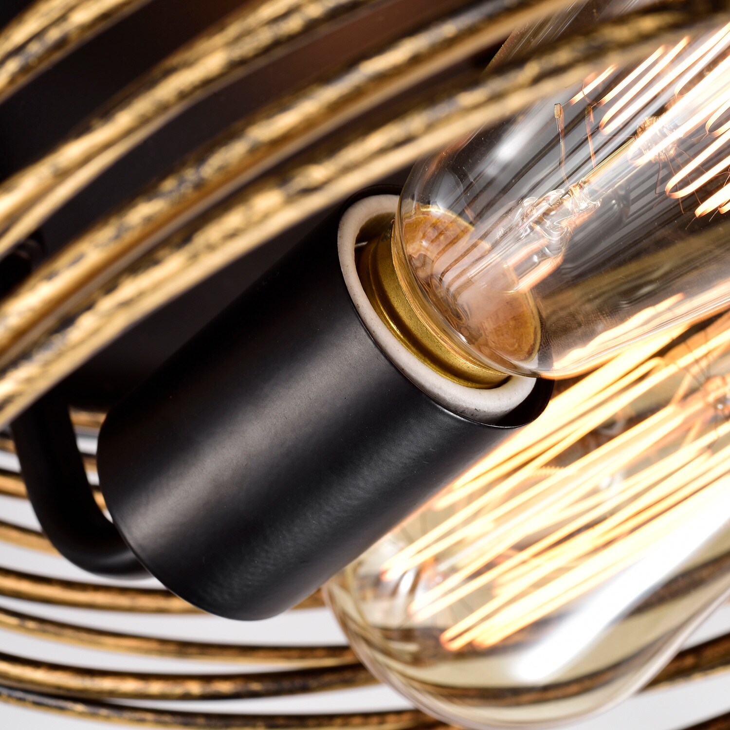 Flynama Flush Mount Lights 2-Light Matte Black and Antique Gold