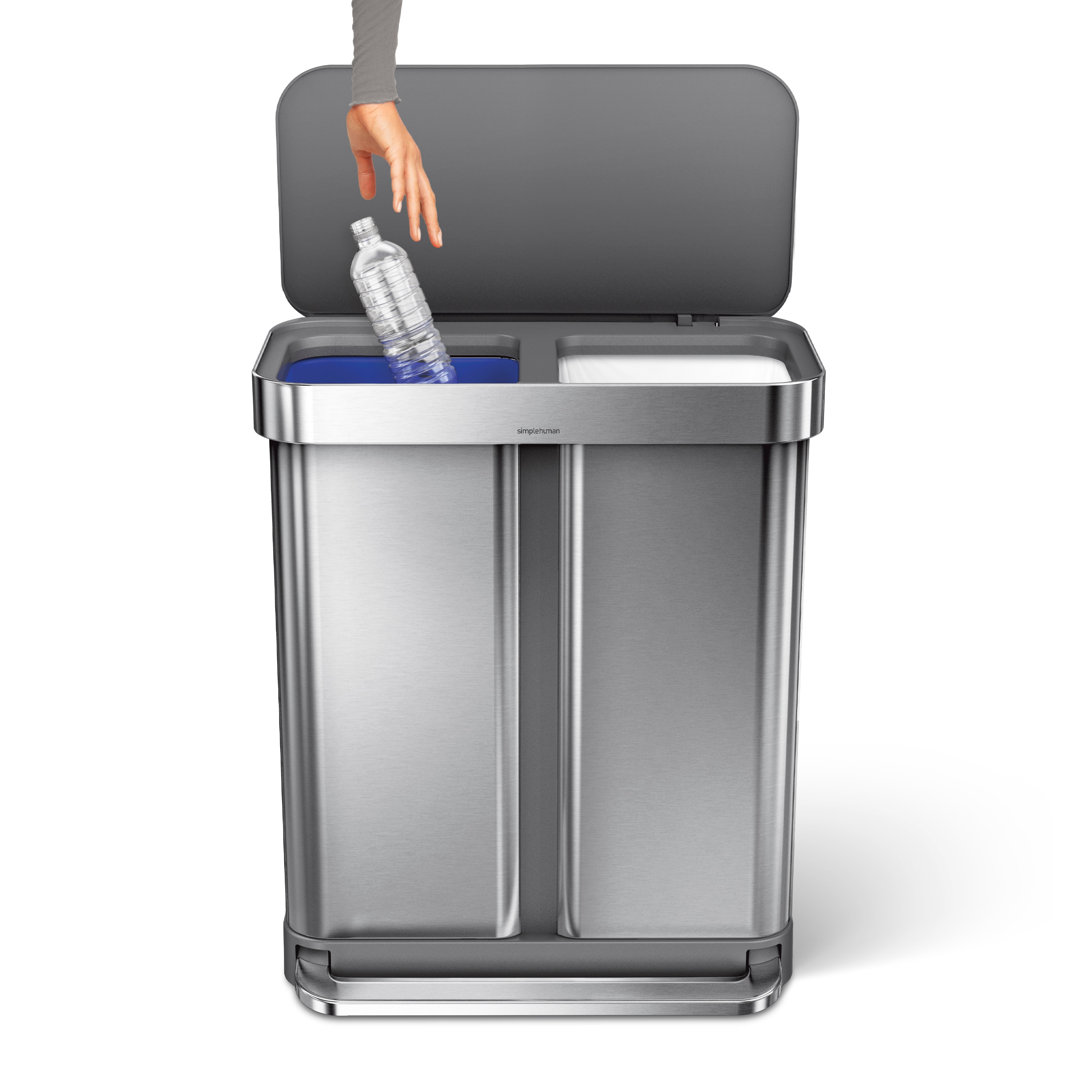 simplehuman Dual Compartment Liner Pocket Recycler, 58 Liter