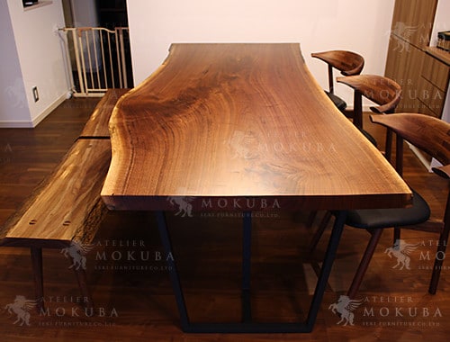 ダークブラウン 木製 無垢板 テーブル チェアー 近鉄百貨店家具