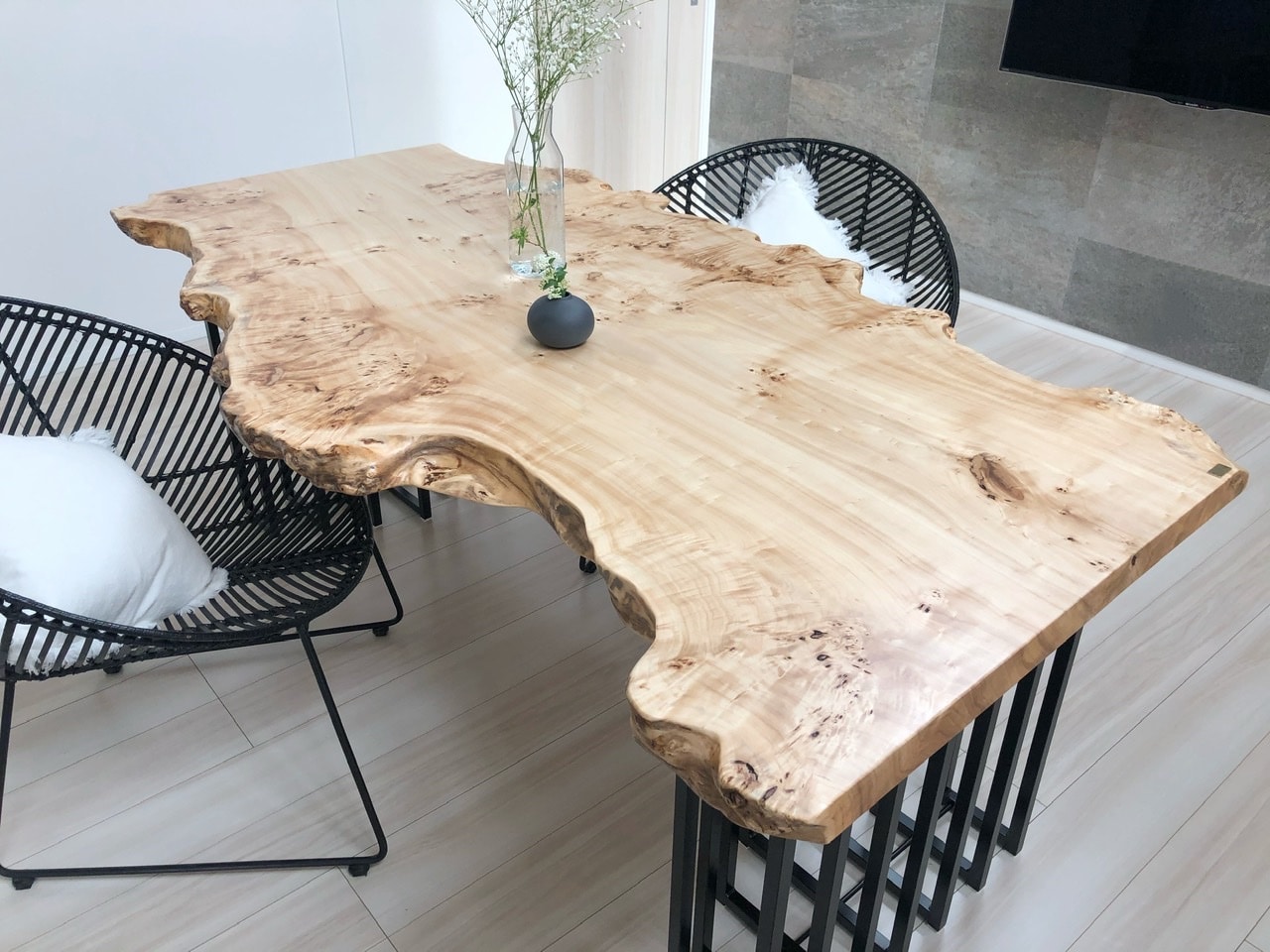 大幅値下げ ポプラ 一枚板 特大 杢 ダイニング テーブル リビング