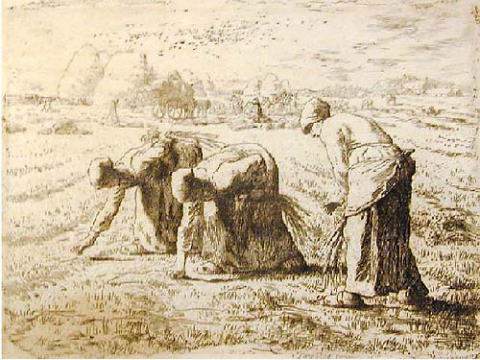 ジャン・フランソワ・ミレーが銅版画で制作した絵「落穂拾い」をご購入
