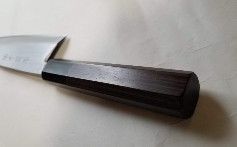 黒檀八角水牛柄「出刃包丁」165mm青紙（青鋼）2号 本研ぎ付 | 田中