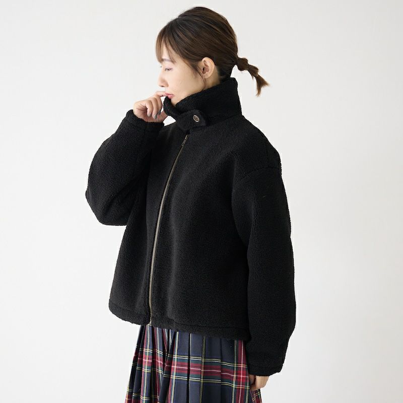 ハイネック ジップボアジャケット（ブラック） | もりのがっこう公式