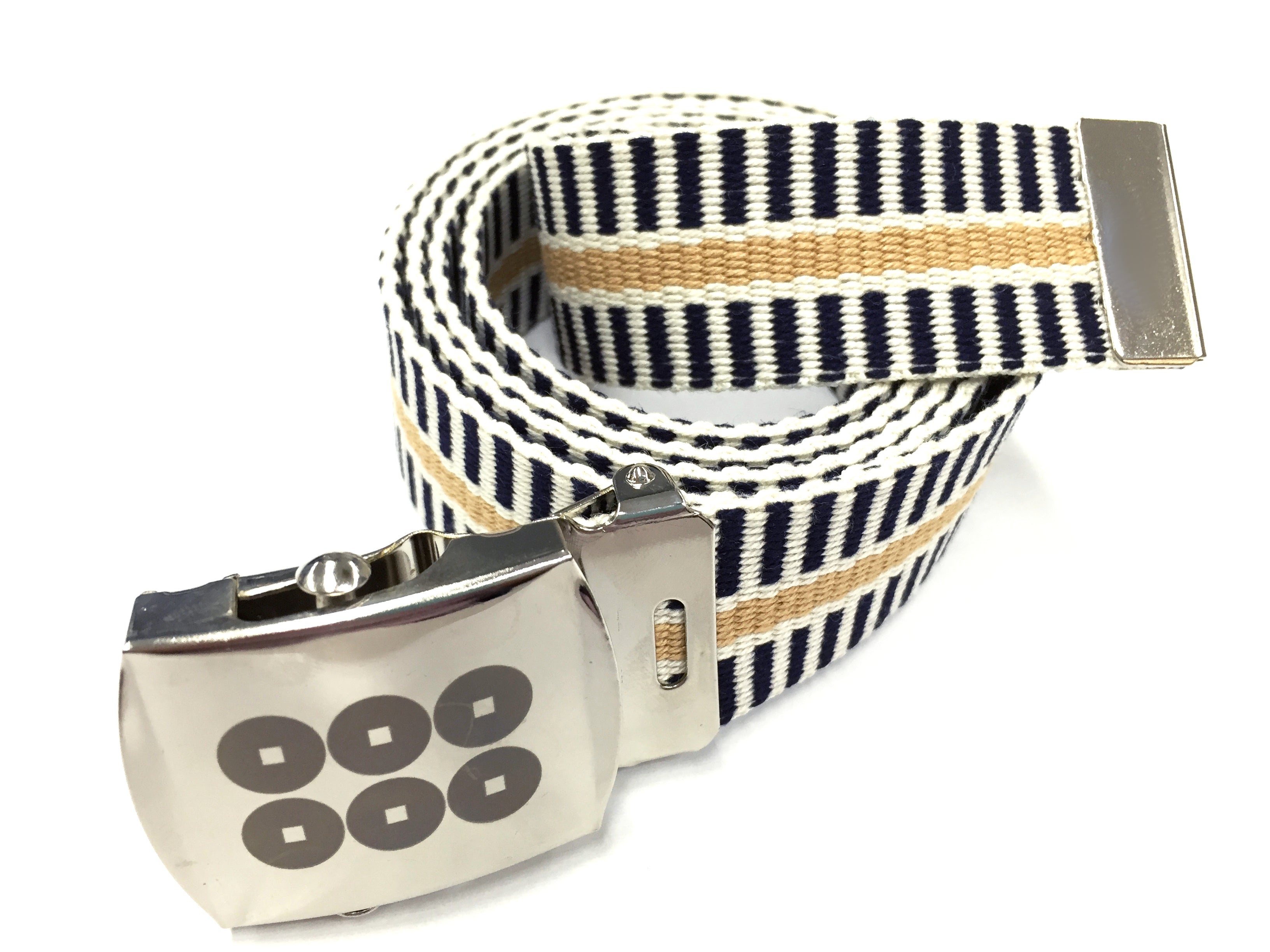 六文銭バックル真田ベルト - 六文銭のレーザー刻印入りバックル使用の