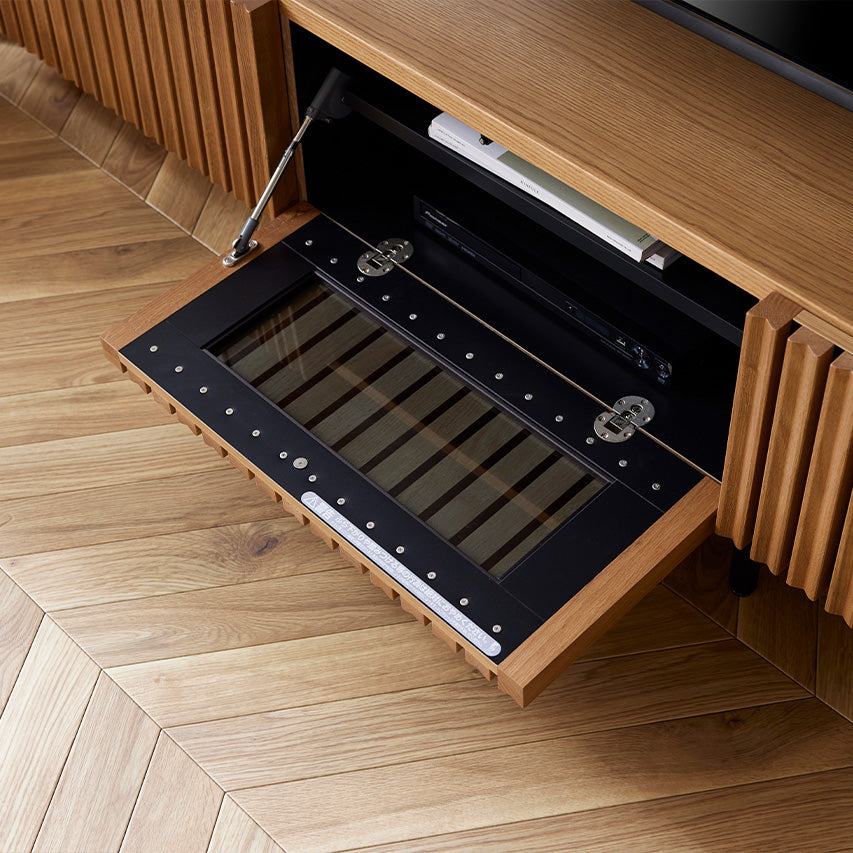 大川家具 モーブル TVボード 幅220cm ｜ オーク無垢材の縦格子が美しい