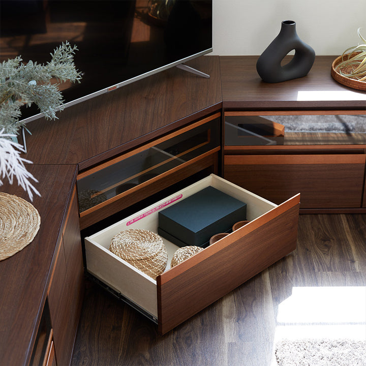 大川家具｜モーブル ローボード コーナータイプ テレビ台 収納付き