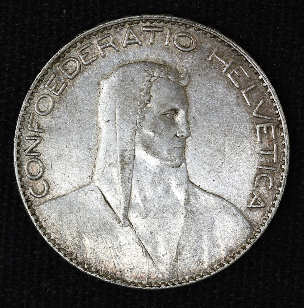 スイス 5フラン銀貨 1922年 B 美品 | ミスターコインズ