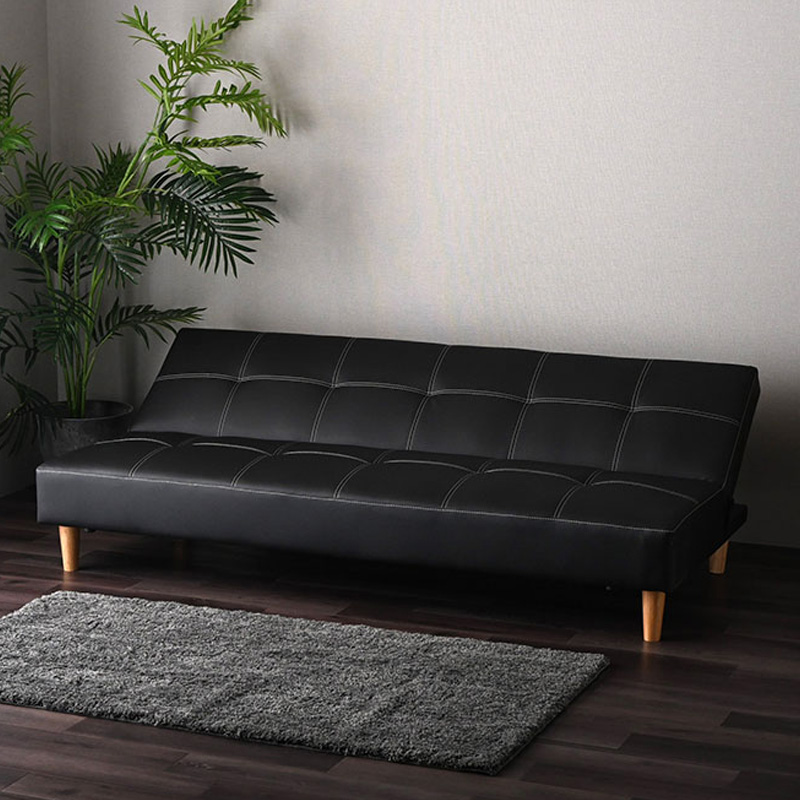 店舗受け取り限定】木脚ソファベッド ブラック ｜ ミスターマックス