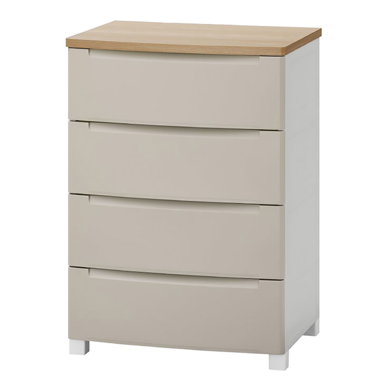 ウッドトップ ノックダウンチェスト ベージュ 4段 ｜ ミスターマックス