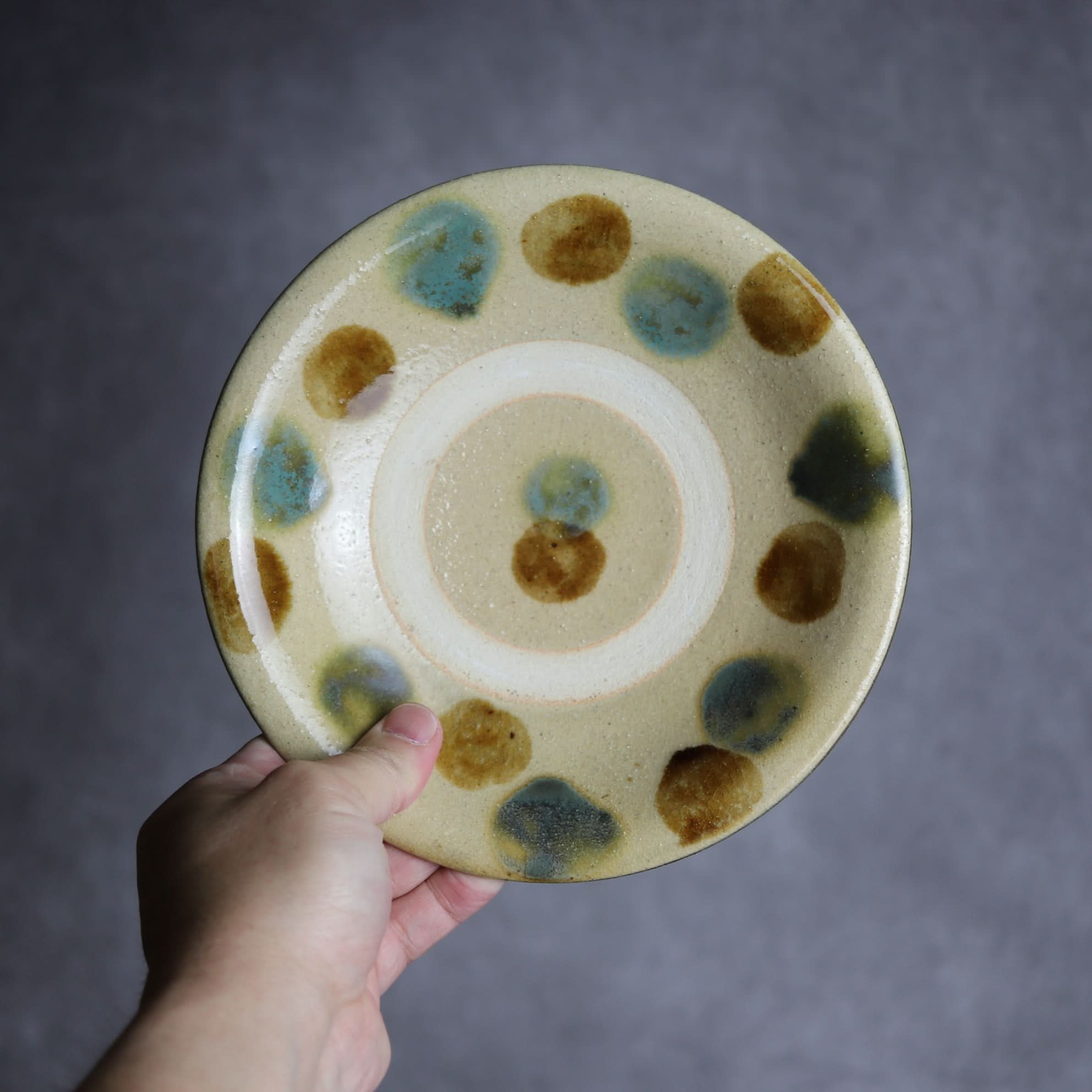 6寸皿1 三彩 点打 やちむん 陶器 北窯 宮城正享工房｜北窯 宮城正享