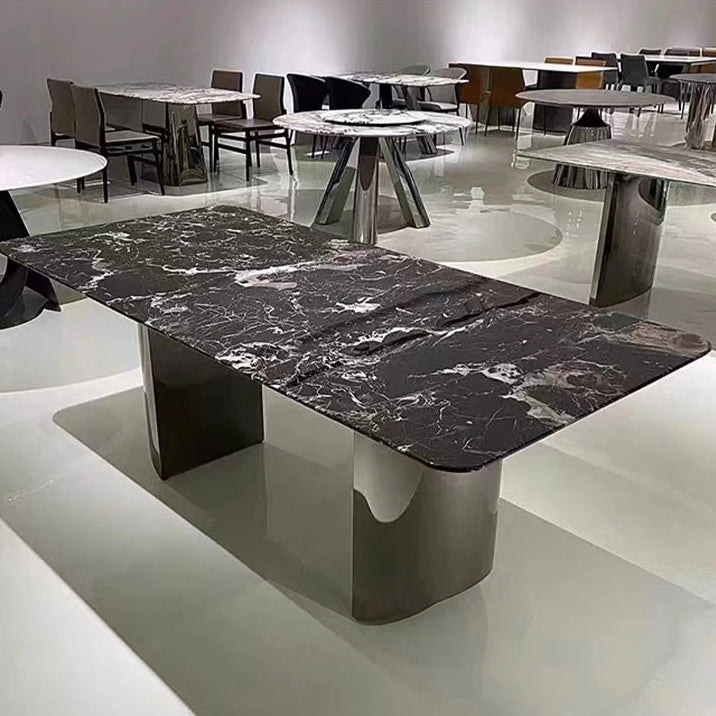 ダイニングテーブル おしゃれ 大理石調 スクエア ステンレス脚部 幅120
