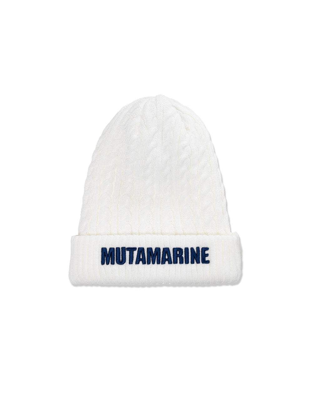 MUTA ホワイトニット帽 MUTA ホワイトキャップ 波模様 ケーブルニット