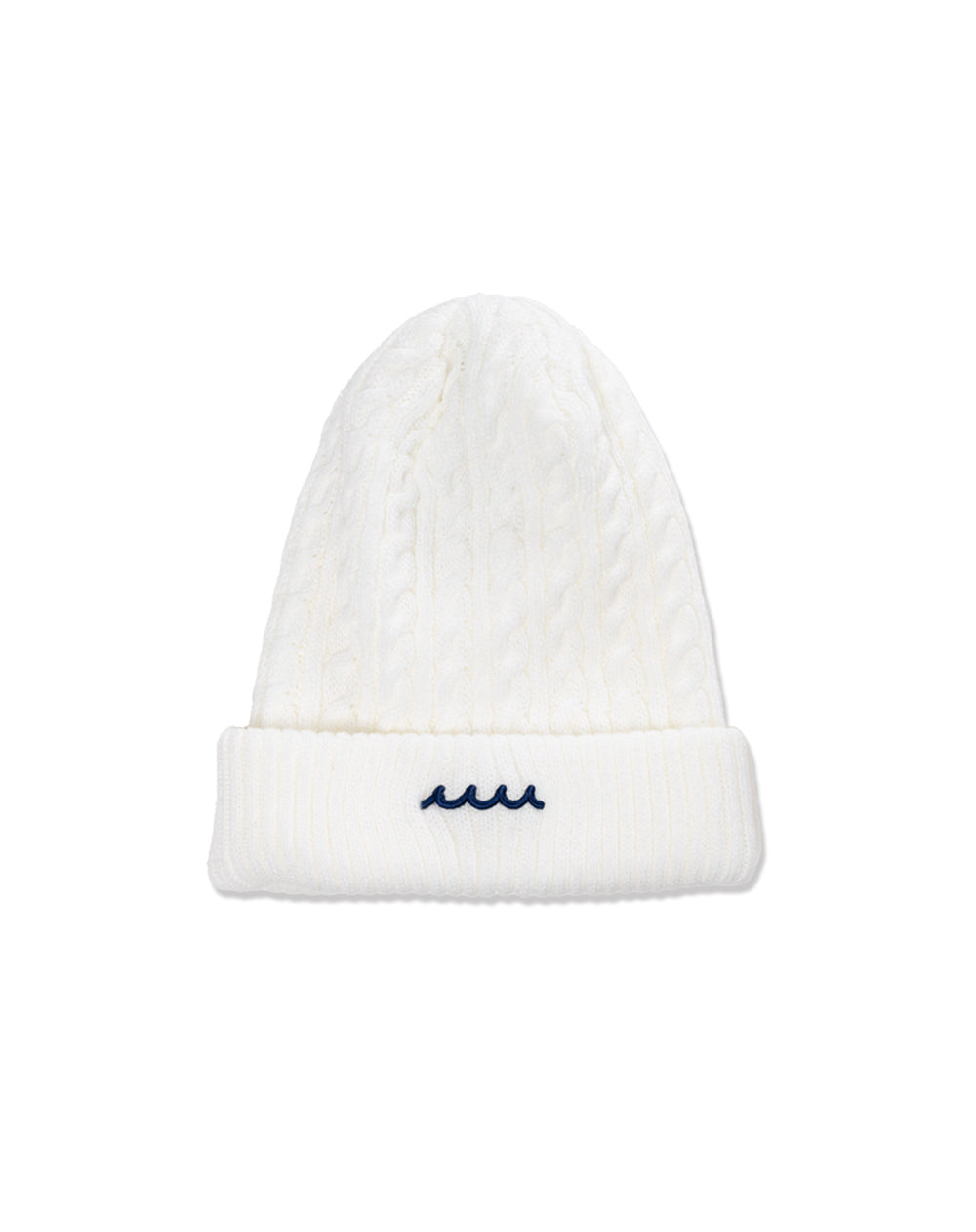 MUTA ホワイトニット帽 MUTA ホワイトキャップ 波模様 ケーブルニット