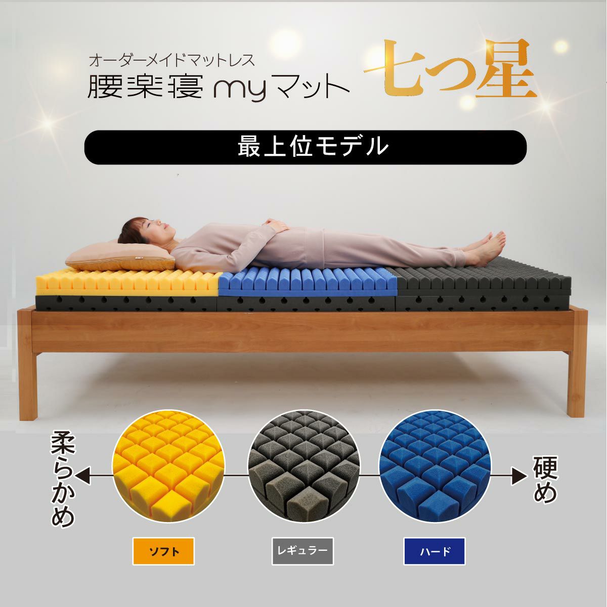 オーダーメイド腰楽寝myマット 七つ星 厚み12cm シングル セミダブル