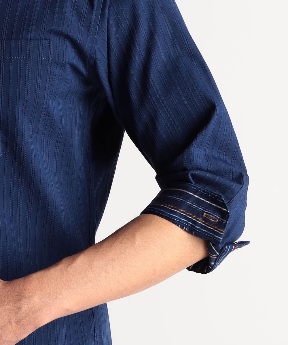 リバーシブルドビー 7分袖スタンドカラーシャツ｜5分/7分袖｜ニコル