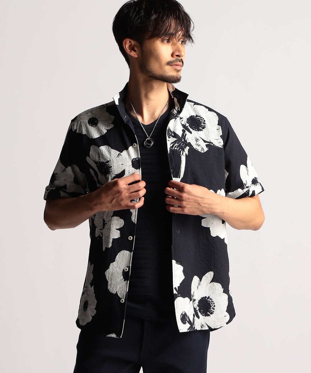 アラカルトプリント半袖スタンドシャツ｜半袖｜ニコル公式通販サイト