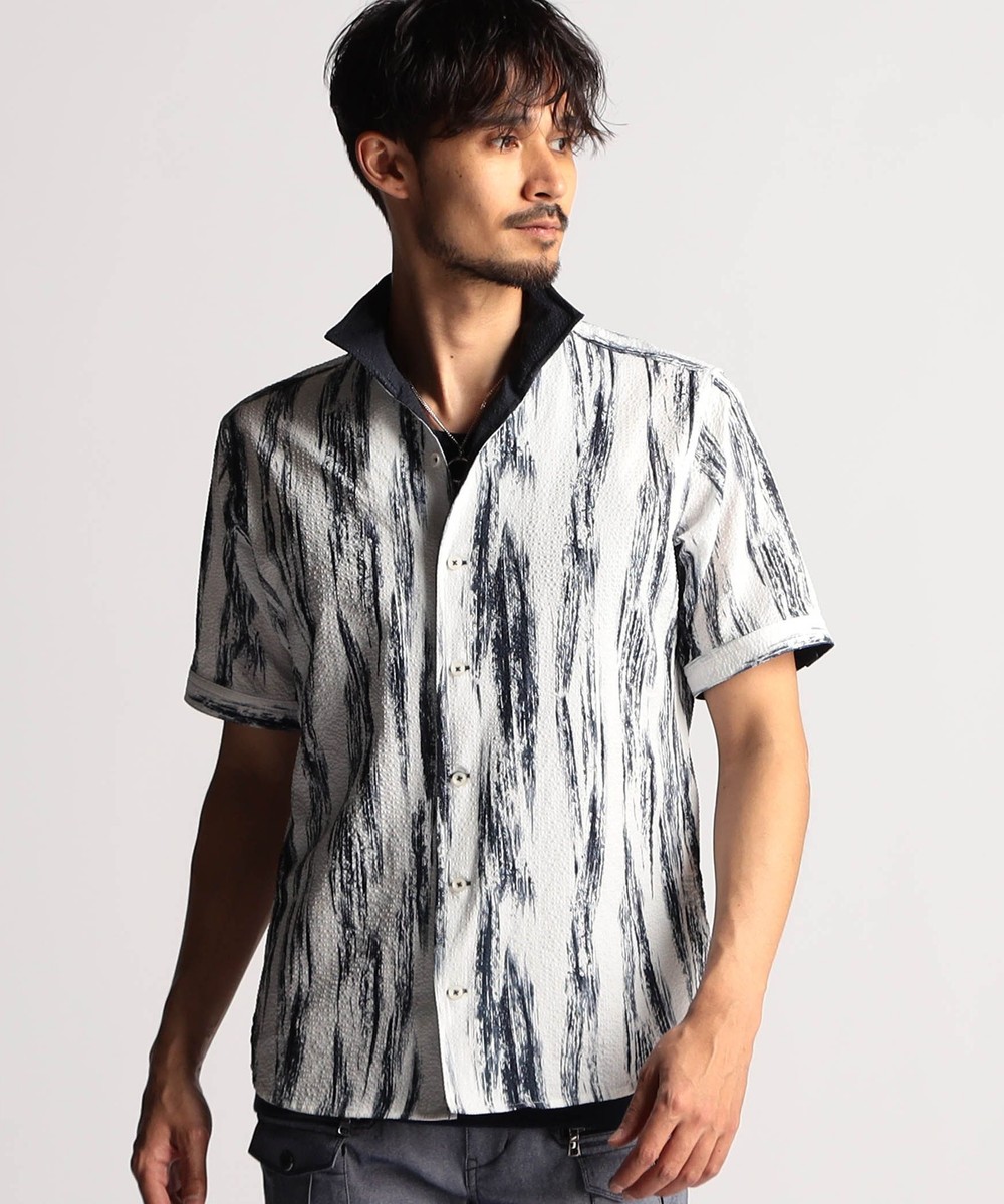 アラカルトプリント半袖スタンドシャツ｜半袖｜ニコル公式通販サイト