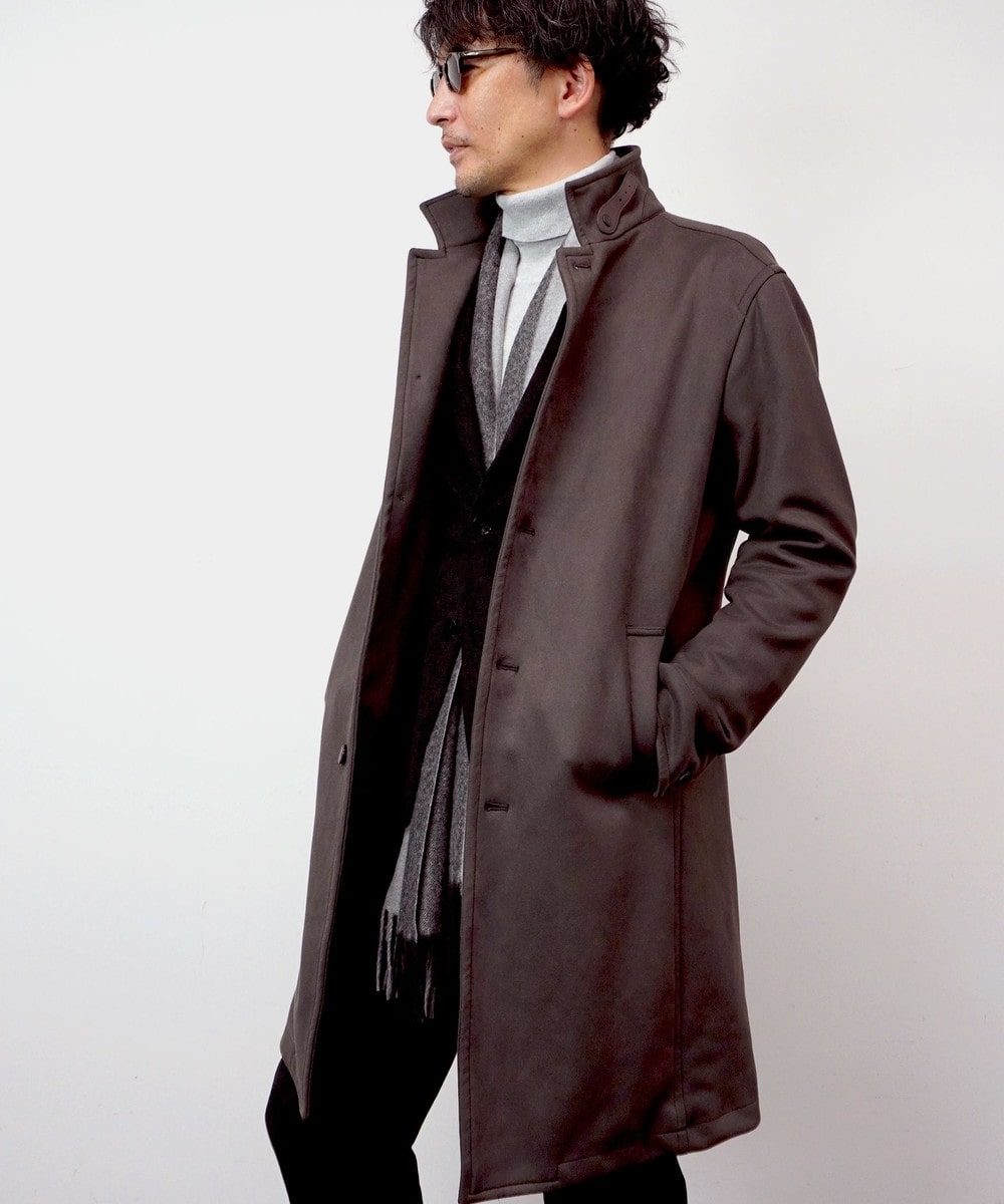 HIDEAWAYS BLACK】マイクロ起毛ポンチ スタンドコート｜その他コート