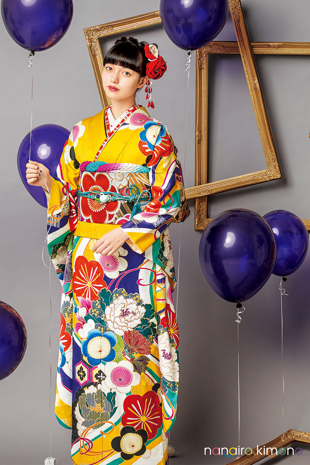 ナナイロキモノWEBショップ / 成人式振袖レンタルフルセット｜黄色