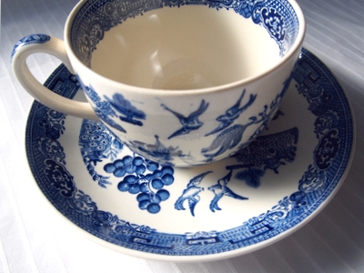 ウェッジウッド クイーンズウェア カップ＆ソーサー ウィロー 青(1