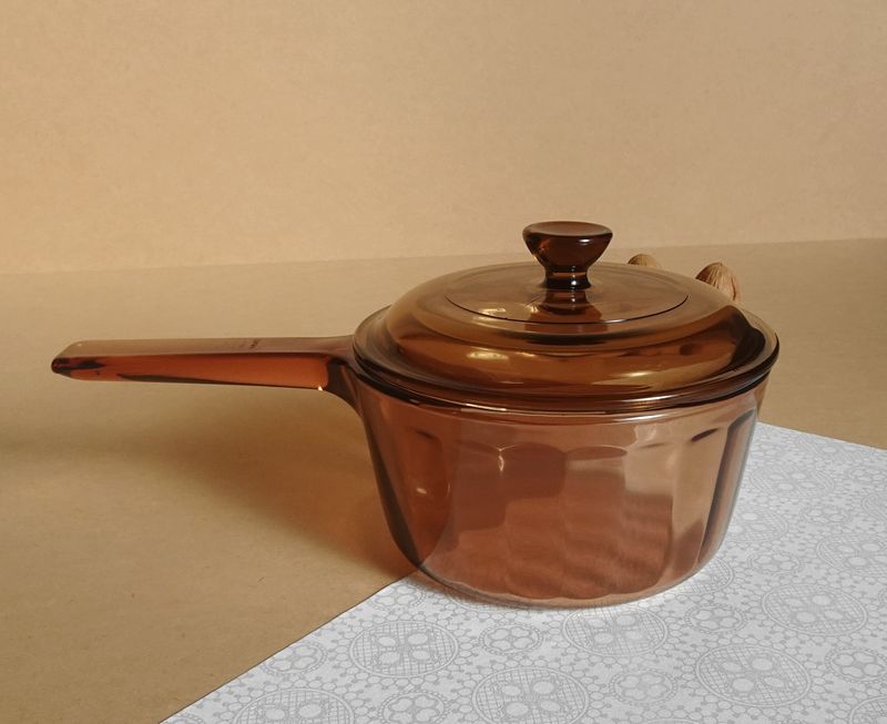 SHOP偶然と必然の間 ビジョン 直火用ガラス片手鍋 アンバー