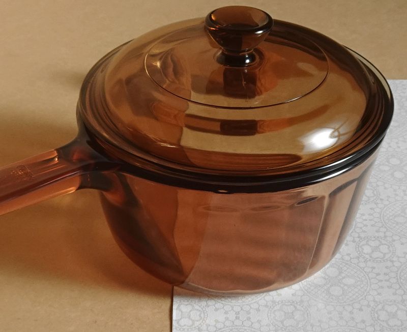 SHOP偶然と必然の間 ビジョン 直火用ガラス片手鍋 アンバー