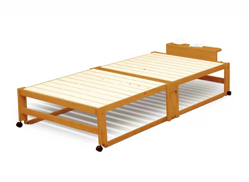 NK-2771］折りたたみひのきスノコベッドハイタイプ ワイドシングル［棚