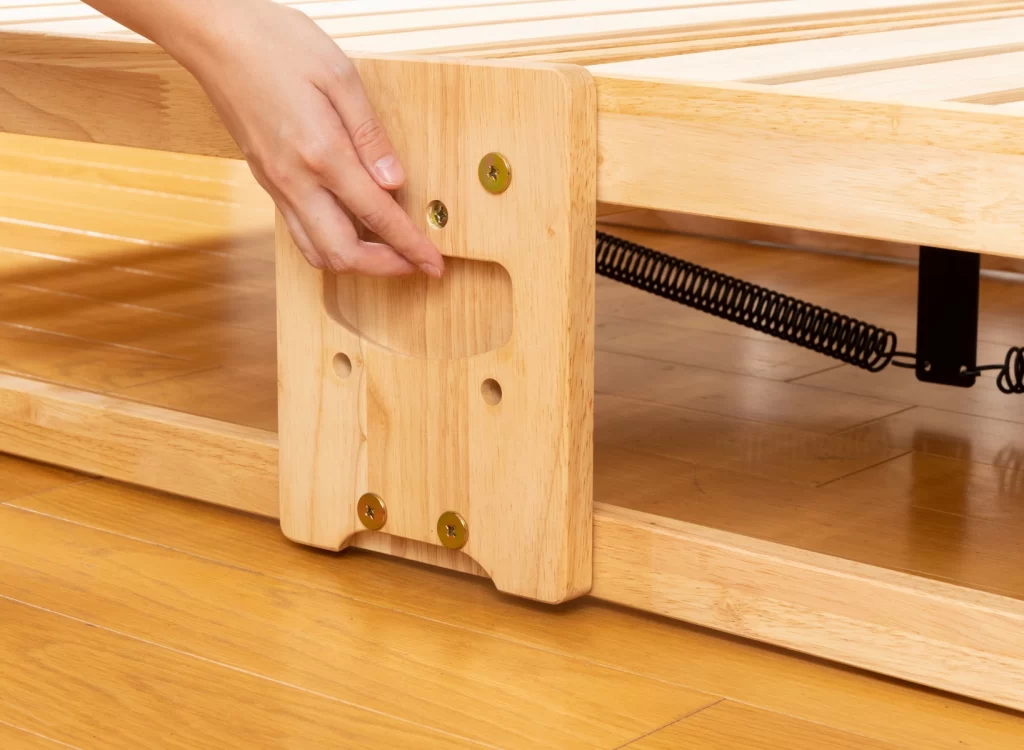 NK-2771］折りたたみひのきスノコベッドハイタイプ ワイドシングル［棚