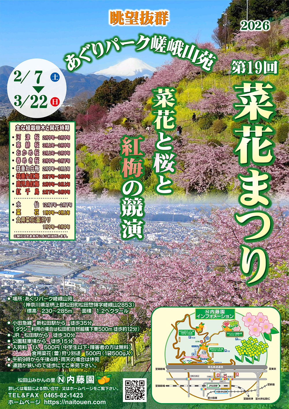 松田山みかんの里「内藤園」＆「 あぐりパーク嵯峨山苑」富士山が