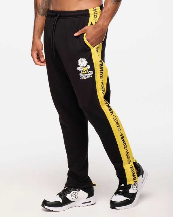 Zumba X Peanuts Men's Knit Jogger With Side Inserts - Bold Black