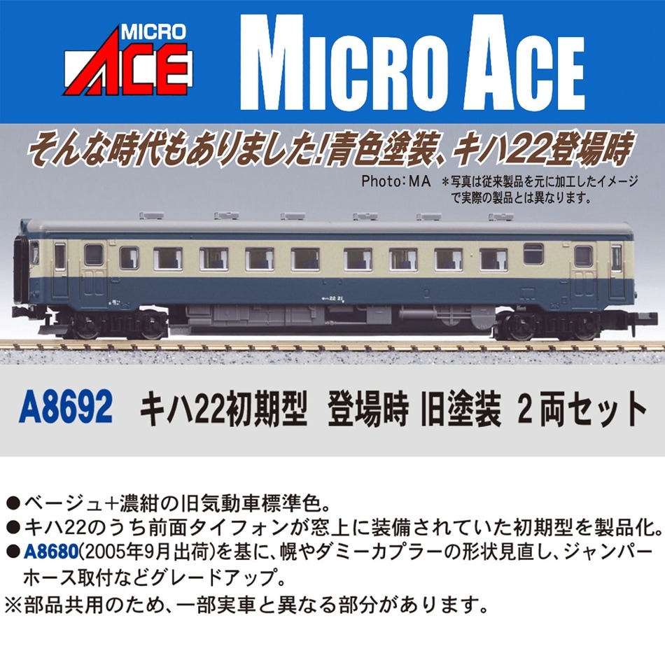 キハ22初期型 登場時 旧塗装 2両セット A8692 MICROACE(マイクロエース
