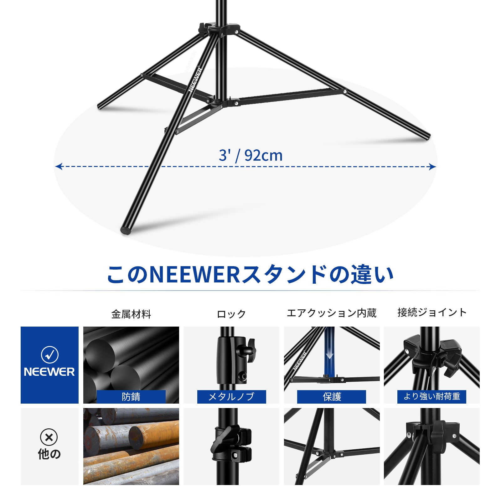 NEEWER 13ft/400cm エアクッションライトスタンド – NEEWER.JP