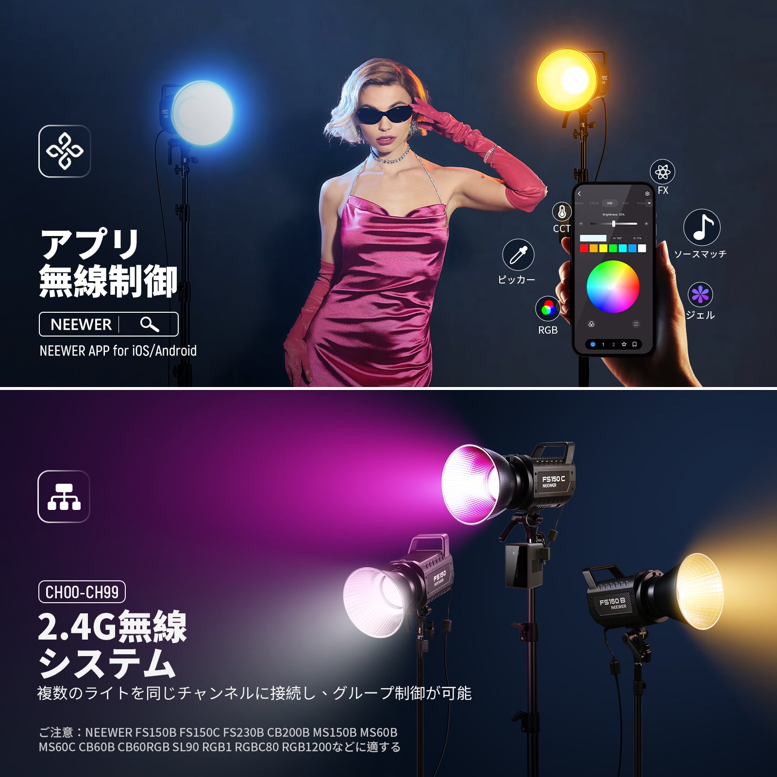 NEEWER FS150C 130W COBビデオライト – NEEWER.JP