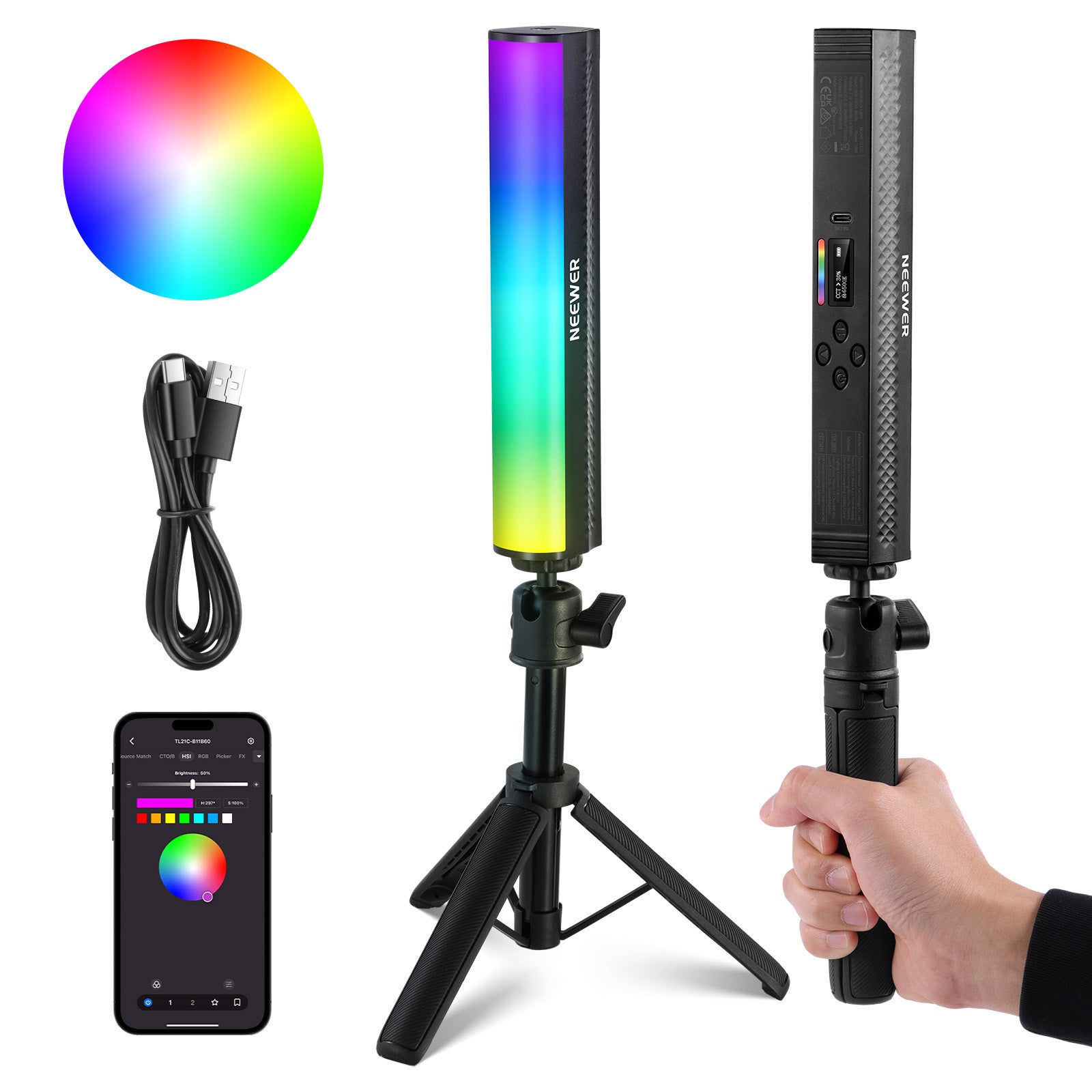 NEEWER TL20C/TL21C マグネット式 RGBスティックライト – NEEWER.JP